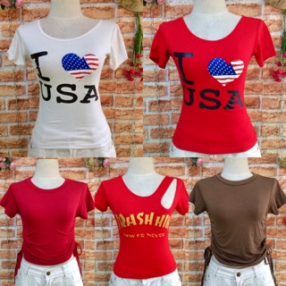 เสื้อยืดผ้าเรยอน เสื้อนมโต ท็อปครอป เสื้อโชว์หลัง sexy พร้อมส่ง