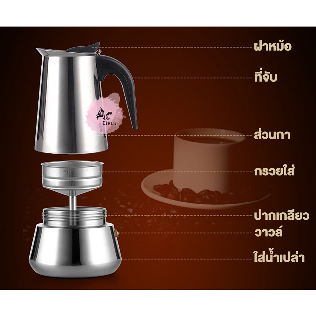 espresso-maker-กาต้มกาแฟสดพกพา-สแตนเลส-หม้อต้มกาแฟแรงดัน-เครื่องทำกาแฟสด