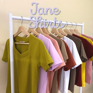 ✨พร้อมส่ง✨ 💖BYRGUNDY -  Jane Shirts 🔥99 บาท🔥เสื้อยืดคอวี ผ้ายูนิโคล่หลากสี ใส่สบาย ผ้านิ่ม