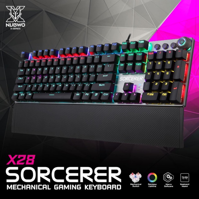 KEYBOARD NUBWOX X28 BLUESWITCH RGB บลูสวิตท์ SORCERER ประกัน 2 ปีเต็ม