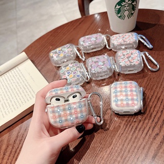 Ins เคสหูฟัง TPU นิ่ม แบบใส ลายหน้ายิ้มน่ารัก พร้อมตะขอ สําหรับ AirPods 3 AirPods 2 Pro