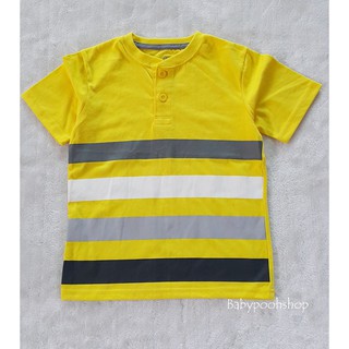365 Kids : เสื้อยืดแขนสั้น คอติดกระดุม ลายขวางสีเหลือง งานแบรนด์แท้ค่ะ
