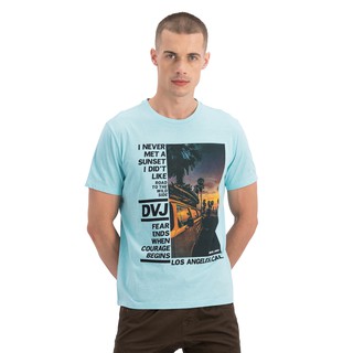 【hot sale】DAVIE JONES เสื้อยืดพิมพ์ลาย สีเขียว Graphic Print T-Shirt in green TB0162GR