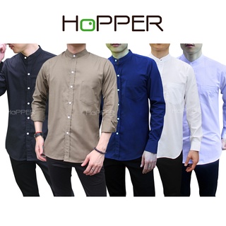 สินค้า เสื้อเชิ้ตแขนยาวคอจีนผ้า Oxford by Hopper Shop