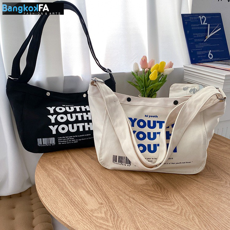 bangkoklist-ba1775-กระเป๋าผ้าสะพายข้าง-youth-ผ้าแคนวาส-ผู้ชาย-ผู้หญิง-ใบใหญ่มี2สี