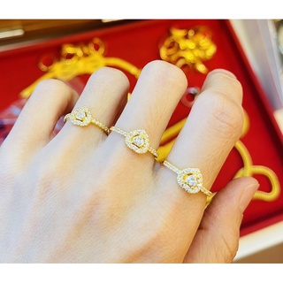 สินค้า KMDGold แหวนทองแท้ ครึ่งสลึง ลายฝังเพชรcz สวยน่ารักมากๆๆ สินค้าขายได้จำนำได้ พร้อมใบรับประกันสินค้า เลือกไซส์ทักแชทมาน่ะ