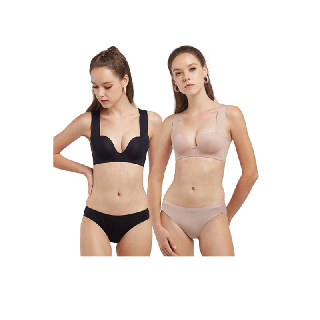 Wacoal Smart Size Go Girls วาโก้ S M L Bra set 2 ชิ้น รุ่น WB3Y27 สีเบจ สีดำ (เฉพาะบรา)