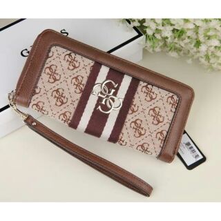 🐣GUESS FACTORY WOMENS LONG WALLET กระเป๋าสตางค์   วัสดุ Canvas เนื้อหนา  สีน้ำตาล