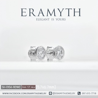 Eramyth Jewelryต่างหูเพชรสวิส CZ(Diamond Grade)SH-0189-R01MC ทรงไข่ฝังหุ้มเพชรเม็ดเดียว เงินแท้ 92.5 สินค้ามาตรฐานส่งออก