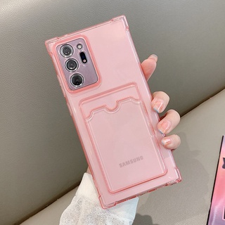 เคสโทรศัพท์มือถือแบบนิ่ม ใส พร้อมช่องใส่บัตร สําหรับ Samsung Galaxy A52 A72 A42 A32 A22