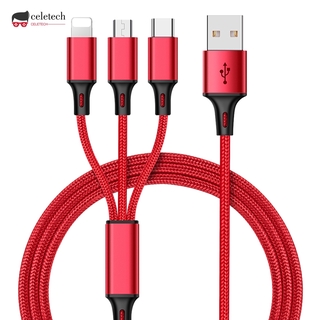 3 In 1 8 Pin Type C Micro Usb สายเคเบิ้ลชาร์จอย่างรวดเร็วสําหรับ Iphone 8x7 6 S Plus Ios 10 9 8 Samsung Nokia Usb