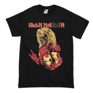 เสื้อยืดสีขาวเสื้อยืด พิมพ์ลาย Iron Maident BAND Iron Man ArtS-4XL