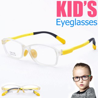 KOREA แว่นตาแฟชั่นเด็ก แว่นตาเด็ก รุ่น 2106 C-5 กรอบใสขาเหลือง ขาข้อต่อ วัสดุ TR-90 (สำหรับตัดเลนส์) เบาสวมไส่สบาย