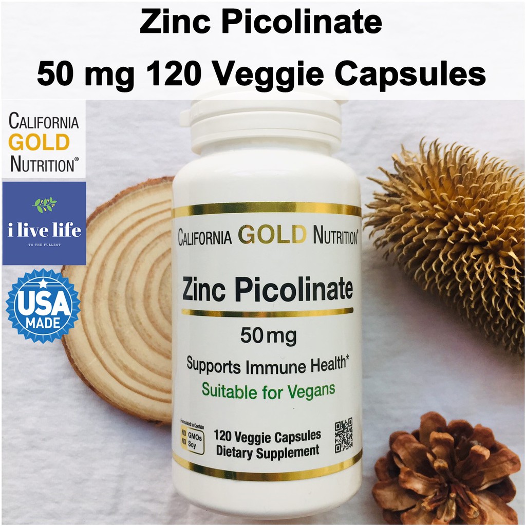 ซิงค์ สังกะสีพิโคลิเนต Zinc Picolinate 50 mg 120 Veggie Capsules