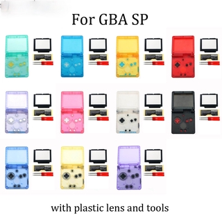 ราคาReplacement Transparent Full Housing Shell Case Repair Parts Kit w/Lens&Screwdriver for Nintendo Gameboy Advance SP GBA SP Console