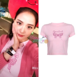 Preorder เสื้อครอปลายผีเสื้อแบบจีซู Jisoo Blackpink