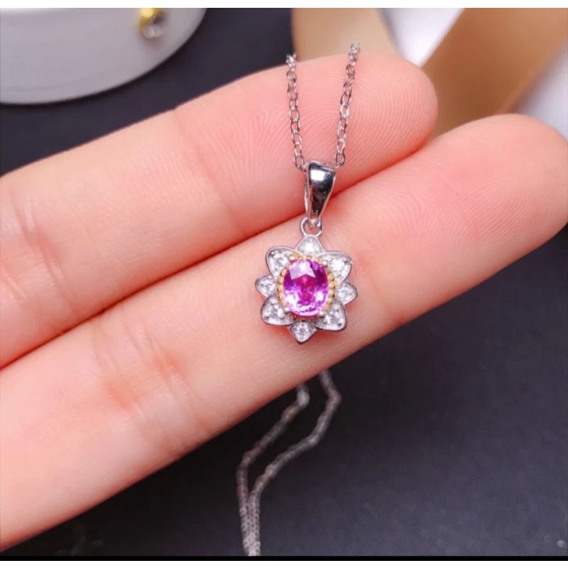 สร้อยคอพิ้งค์แซฟไฟร์แท้natural-pink-sapphire