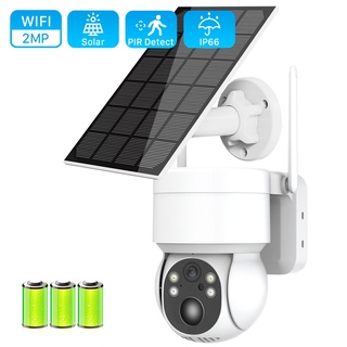 100% Wireless WIFI Solar Panel PTZ IP Camera Rechargeable Battery PIR Human Detection 3MP 1080P Outdoor CCTV Security Ca