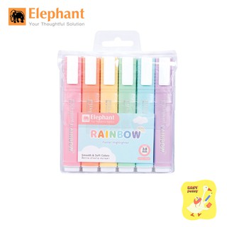 ปากกาเน้นข้อความ ตราช้าง สีพาสเทล ปากกาไฮไลท์ Elephant Rainbow Pastel Highlighter