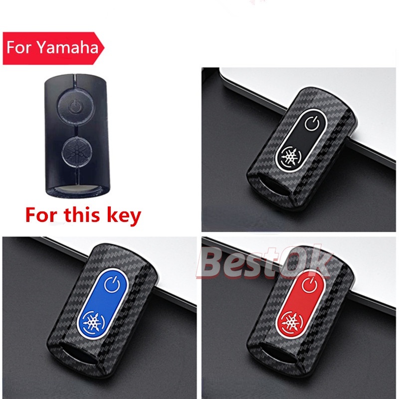 เคสรีโมตกุญแจรถจักรยานยนต์-คาร์บอนไฟเบอร์-พร้อมพวงกุญแจ-สําหรับ-yamaha-aerox-xmax-nvx-nmax-2020-2021-aerox-s-nmax-sniper-2021