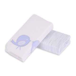toTs - ผ้าปูเตียงเด็ก 1ชุดมี2ผืน​ cotton Jersey Blue Bird Melange-2pp fitted sheets ผ้าปูเตียงเด็ก​ 2ชิ้น ลายนกน้อยสีฟ้า