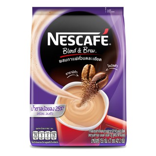 ( 27 ซอง) Nescafe Blend &amp; Brew Less Sugar Instant Coffee เนสกาแฟเบลนด์แอนด์บรูกาแฟปรุงสำเร็จชนิดผงสูตรน้ำตาลน้อย 421.2