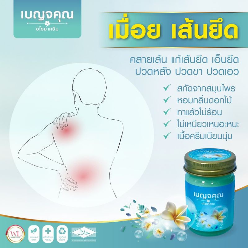 benjakun-เบญจคุณ-อโรม่าครีม-ครีมนวดสมุนไพร-herbal-balm-บาล์มสมุนไพรคุณภาพ-น้ำมันไพร-น้ำมันนวดตัว-น้ำมันนวดเส้น