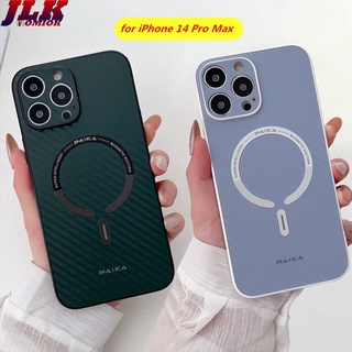 [JLK] Carbon Fiber Texture UltraThin Magnetic Phone Case for iPhone 14 Plus 13 Pro Max Shockproof Wireless Charger Back Cover