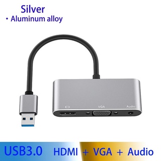 USB 3.0 To HDMI VGA 3.5mm Adapter 1080P จอแสดงผล2in1 USB To HDMI converter สำหรับ Windows 7/8/10 OS
