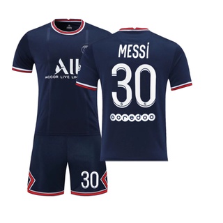 ภาพหน้าปกสินค้าเสื้อกีฬาแขนสั้นลายทาง Paris Saint-Germain F.C No. 30 Messi 21-22 ที่เกี่ยวข้อง