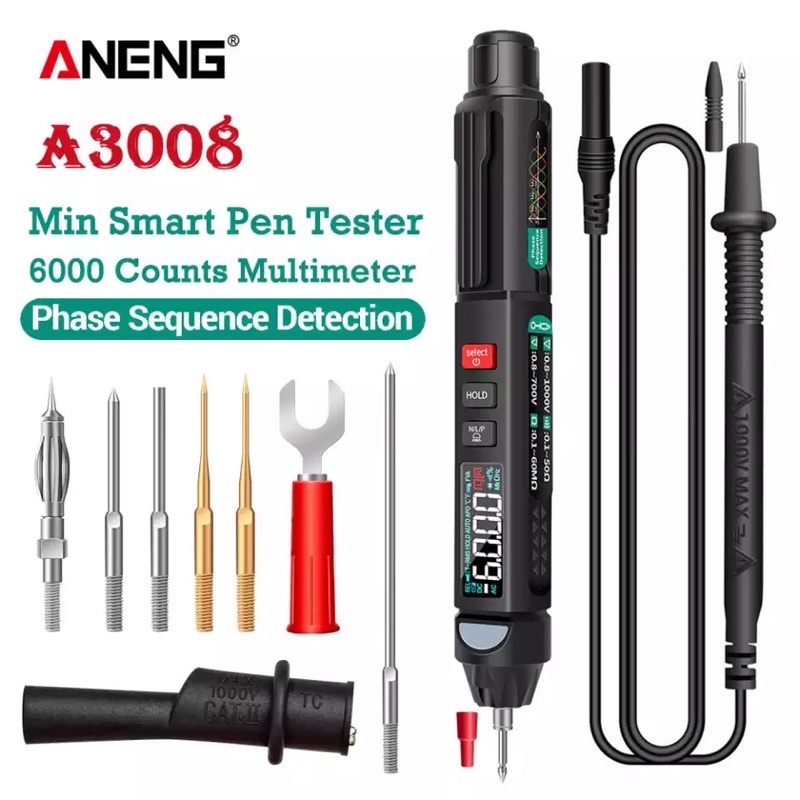 [พร้อมส่ง]ANENG A3008 Digital Multimeter พร้อม อุปกรณ์หัวแปลงครบชุด ...