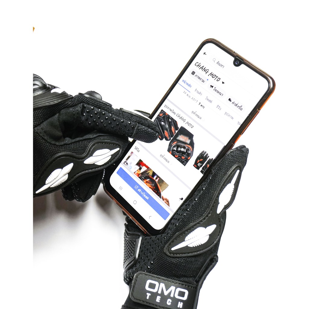 ภาพสินค้าถุงมือขับมอเตอร์ไซค์ OMO Tech ทรัชสกรีนได้ เบาสบาย ใส่นุ่มมือ จากร้าน changmoto บน Shopee ภาพที่ 5