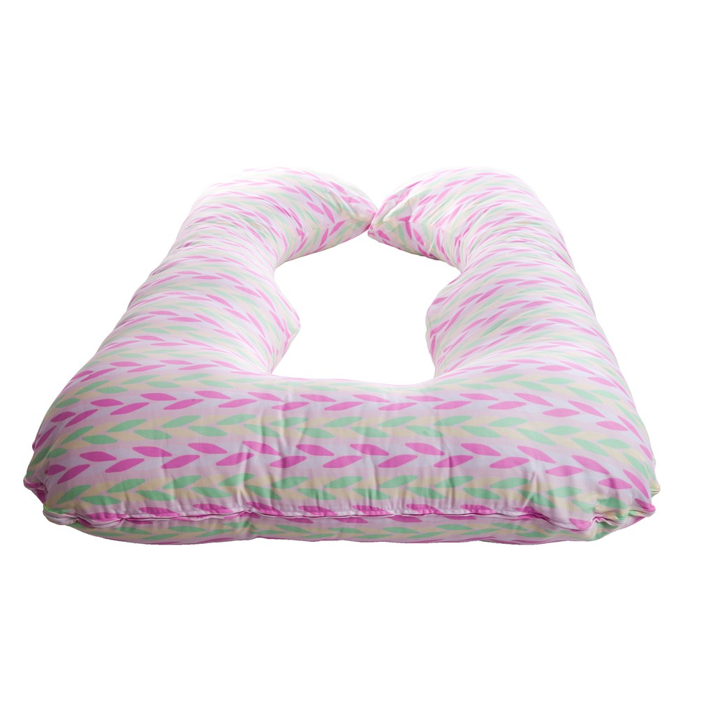 idawin-หมอนรองครรภ์รูปทรงตัว-u-ผ้า-cotton-pregnancy-pillow-u-shape-pink