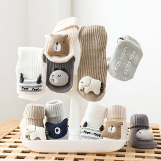 ถุงเท้าเด็ก🌈 New Collection พร้อมส่ง  🤎 ถุงเท้าสำหรับเด็กแรกเกิด - 6 เดือน กันลื่นผ้านิ่มเซต2คู่