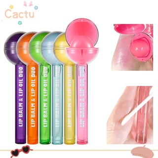 ภาพหน้าปกสินค้าCACTU Gift 2 in 1 Lip Balm Makeup Moisturizing Lip Oil Tempreture Chang Color Lipstick Clear Mirror Waterproof Long Lasting Women Beauty Cute Lollipop Lip Gloss/Multicolor ที่เกี่ยวข้อง