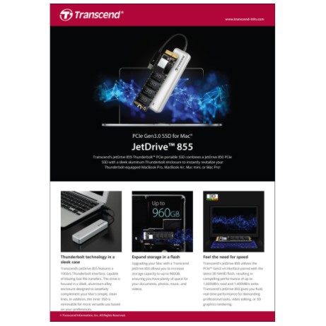 JetDrive 855 960GB Mac専用SSD 専用ケース付き（Transcend