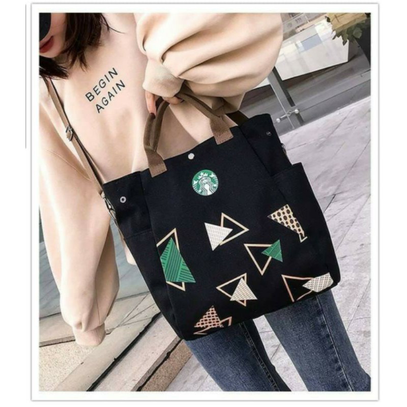 พร้อมส่ง-ถูกที่สุด-กระเป๋าผ้า-starbucks-ลดโลกร้อน