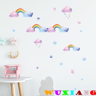 【wuxiang】สติกเกอร์ ลายการ์ตูนเมฆ สีรุ้ง สําหรับตกแต่ง
