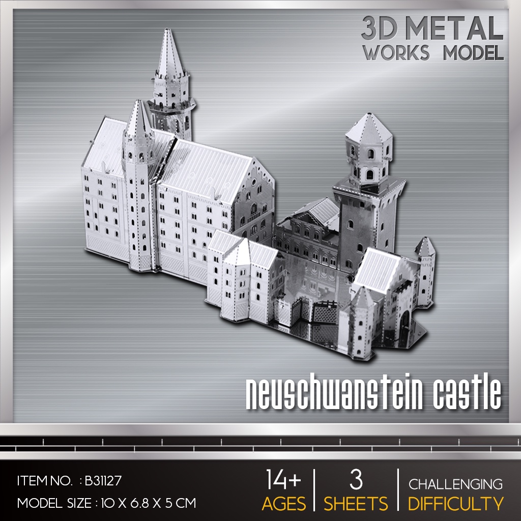 โมเดลโลหะ-3-มิติ-neuschwanstein-castle-ปราสาทนอยชวานชไตน์-b31127-สินค้าเป็นแผ่นโลหะประกอบเอง-พร้อมจัดส่ง