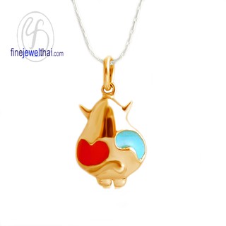 Finejewelthai จี้วัว-จี้ลงสี-จี้เงิน-เงินแท้ 925-Enamel-Silver-Cow-Pendant - P10650000E_pg