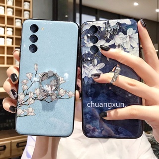 Phone Case เคสโทรศัพท Samsung Galaxy M32 A52s A03s A22 A32 A52 4G 5G เคส Gardenia Pattern All Inclusive Protective Phone Cover with Finger Ring Stand