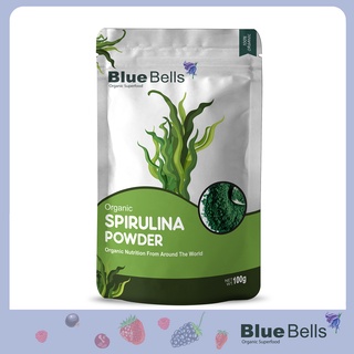 ผงสาหร่ายสไปรูลิน่า 100 กรัม ออแกนิค ล้างสารพิษ Blue Bells Organic Spirulina Powder 100 g