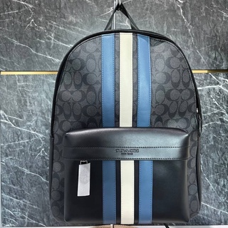 COACH 26066 CHARLES BACKPACK IN SIGNATURE WITH VARSITY STRIPP