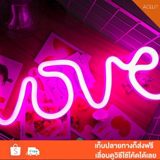ACT❖Romantic LOVE Letters LED Night Light USB Charging Home Decor Neon Lamp