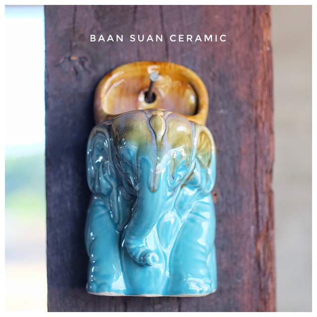 baansuan-ceramic-แจกันแขวนผนัง-เซรามิค-กระถางปลูกต้นไม้-แจกันติดผนัง-รูปช้าง-กระถางไม้น้ำ