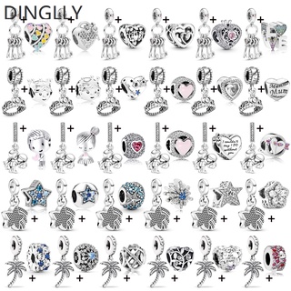 Dinglly จี้รูปมงกุฎ หัวใจ ดาว สีเงิน เครื่องประดับ สําหรับงานแต่งงาน 2 ชิ้น ต่อล็อต DIY