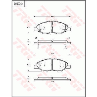 ผ้าดิสเบรคหน้า NISSAN CUBE Z11 2003- LIVINA L10 2007- L11 2013- NOTE E11 2006- MICRA K12 2003- GDB7743 TRW