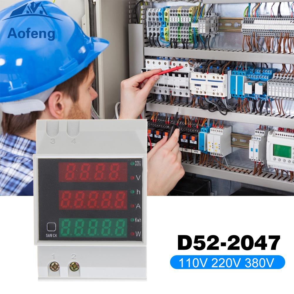 aofeng-d52-2047-วัตต์มิเตอร์รางปีกนก-แอมป์มิเตอร์-โวลต์มิเตอร์-สำหรับวัดแรงดันไฟฟ้า-ตรวจสอบกระแสไฟฟ้า