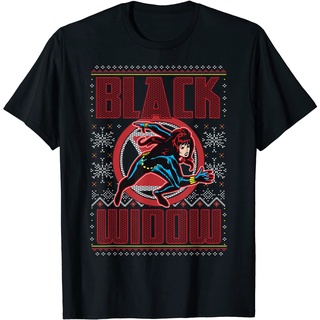 เสื้อยืดสีขาว Marvel Black Widow Ugly Christmas Sweater T-Shirt T-Shirt discount  black widow4gc