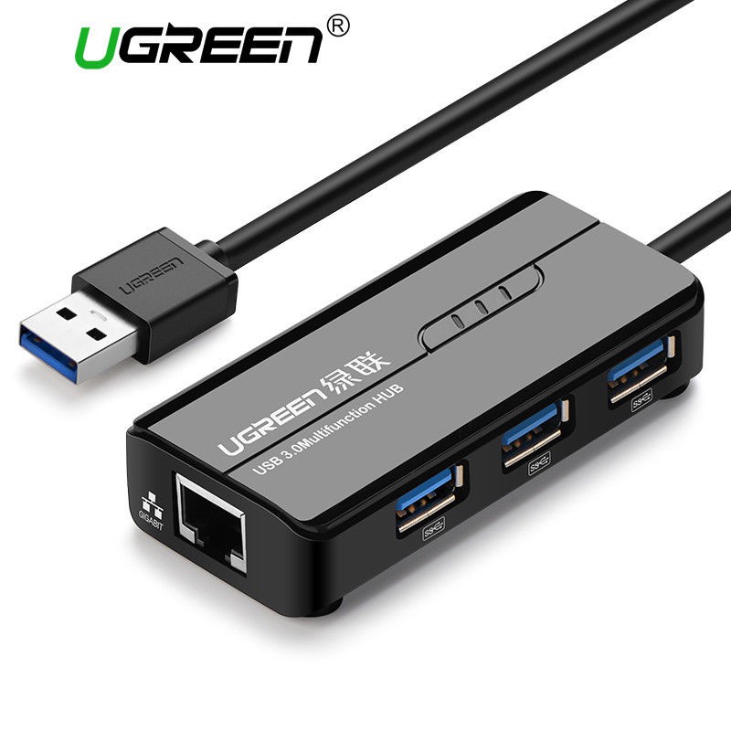 ภาพหน้าปกสินค้าUGREEN(20265) USB 3.0 Gigabit Ethernet Lan RJ45 Network Adapter to 1000Mbps+3 Ports Hub จากร้าน toara บน Shopee